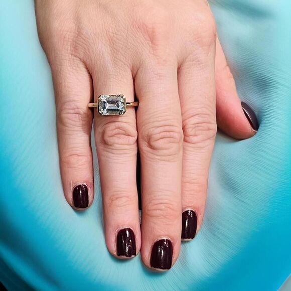 Natural Aquamarine Ring 6.5 14k Yellow Gold 2.94 TCW Certified $2,190 221346 - Picture 9 of 12